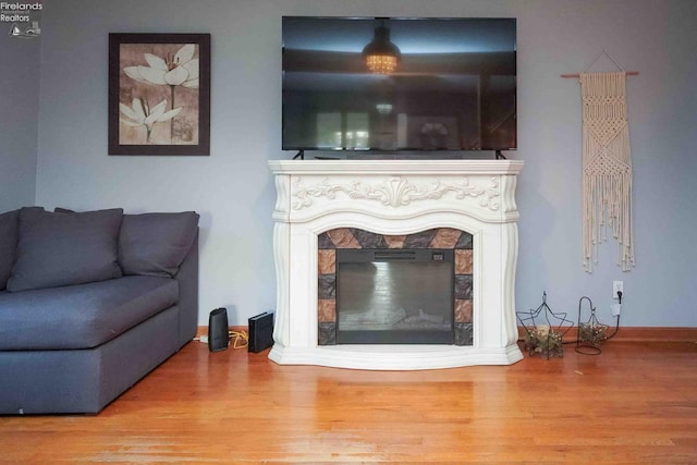 4647 Crk 175, Clyde, OH 43410 - living room featuring a glass covered fireplace and wood finished floors
