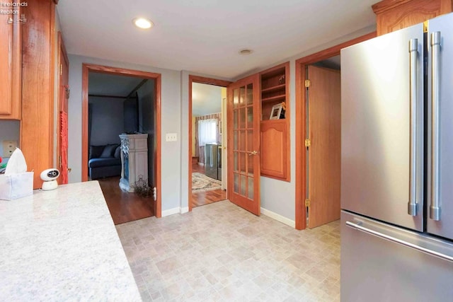 4647 Crk 175, Clyde, OH 43410 - kitchen featuring freestanding refrigerator, light countertops, and recessed lighting