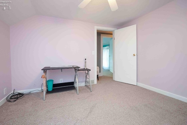 4647 Crk 175, Clyde, OH 43410 - carpeted bedroom with a ceiling fan and lofted ceiling
