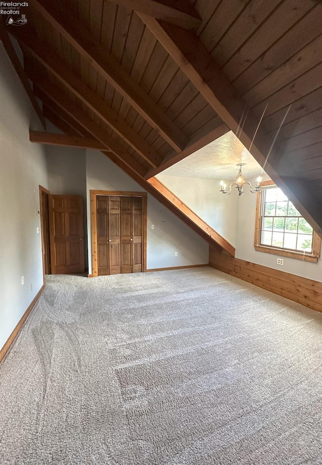 37 State Route 60, New London, OH 44851 - bonus room with wooden ceiling, carpet flooring, and a chandelier