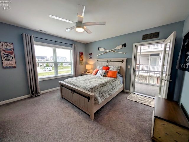 2620 S Waterside Ct Unit 622, Marblehead, OH 43440 - bedroom featuring carpet, ceiling fan, and access to outside
