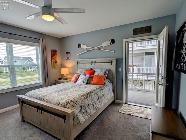 2620 S Waterside Ct Unit 622, Marblehead, OH 43440 - carpeted bedroom featuring access to exterior and ceiling fan
