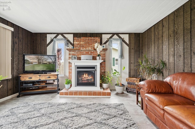 5191 N State Route 53, Tiffin, OH 44883 - living area featuring wooden walls and a large fireplace