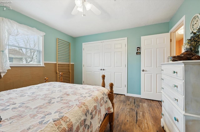 5191 N State Route 53, Tiffin, OH 44883 - bedroom featuring a closet, wood finished floors, and a ceiling fan