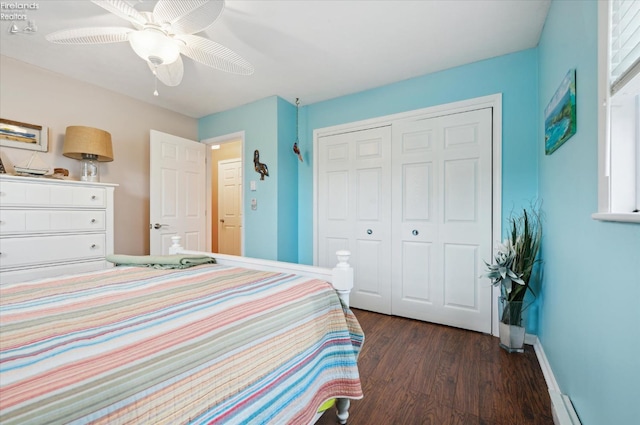5191 N State Route 53, Tiffin, OH 44883 - bedroom with dark wood-style flooring, a closet, and ceiling fan