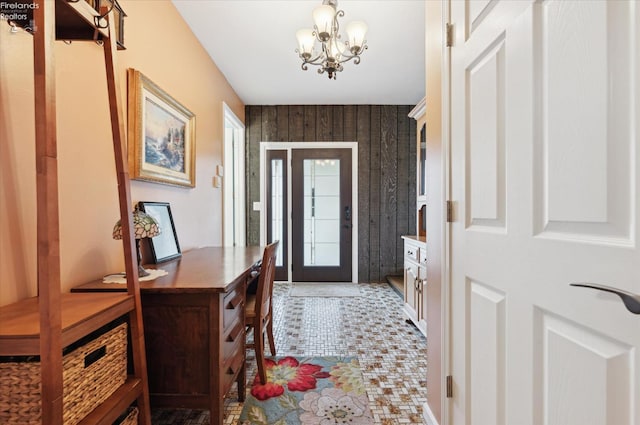 5191 N State Route 53, Tiffin, OH 44883 - entryway with a chandelier and wooden walls