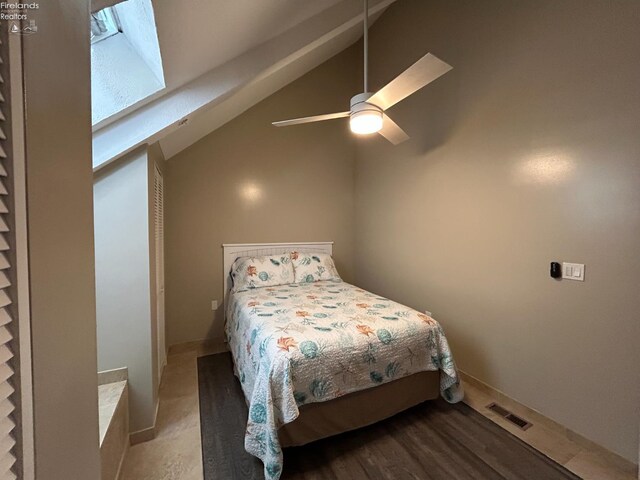 400 Swartz Ln Unit Y306, Middle Bass Island, OH 43446 - bedroom with lofted ceiling and ceiling fan