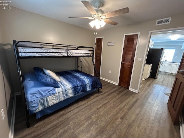 400 Swartz Ln Unit Y306, Middle Bass Island, OH 43446 - bedroom featuring wood finished floors and ceiling fan