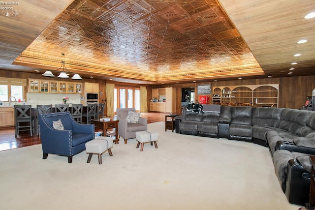 500 E State Route 61, Norwalk, OH 44857 - carpeted living room featuring a raised ceiling and recessed lighting