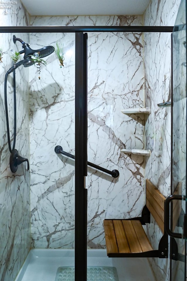 423 Leisure Dr, Huron, OH 44839 - bathroom view of a marble finish shower