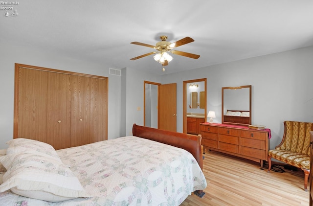 408 Forest St, Lagrange, OH 44050 - bedroom with a closet, light wood-style flooring, and ceiling fan