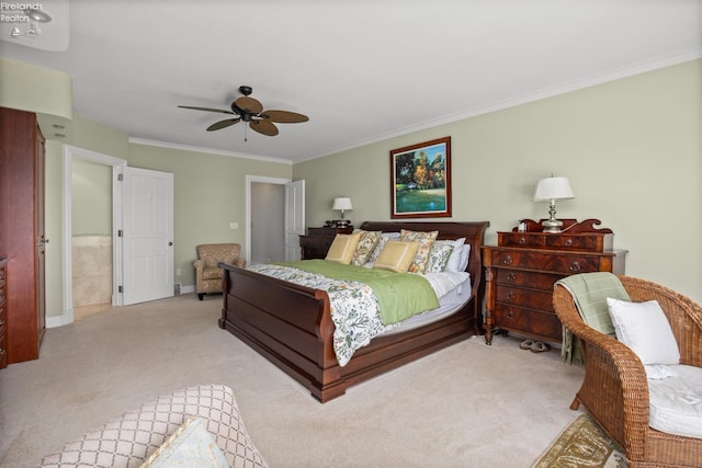 1115 Cedar Point Rd, Sandusky, OH 44870 - bedroom featuring carpet flooring, ornamental molding, and ceiling fan
