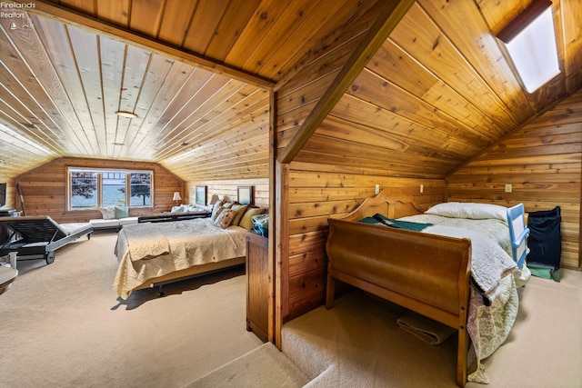 1115 Cedar Point Rd, Sandusky, OH 44870 - carpeted bedroom with wooden walls, lofted ceiling, and wooden ceiling