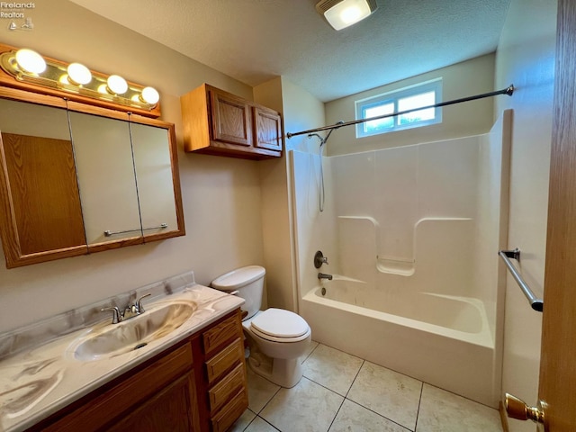 3106 E County Road 50, Tiffin, OH 44883 - bathroom featuring vanity,  shower combination, tile patterned flooring, and a textured ceiling
