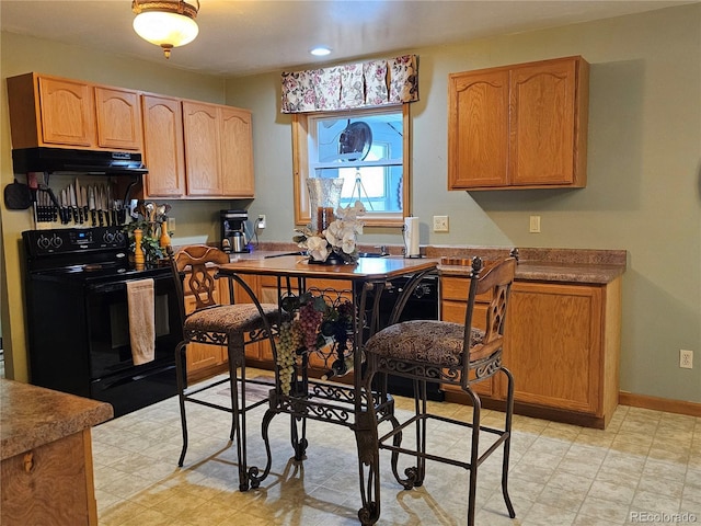 kitchen featuring black range with electric stovetop