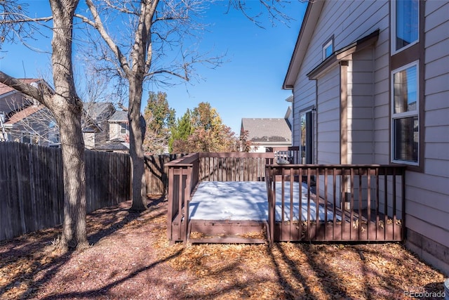 view of yard with a wooden deck