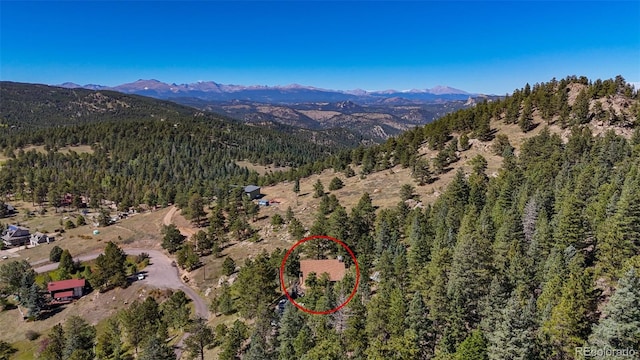 birds eye view of property with a mountain view