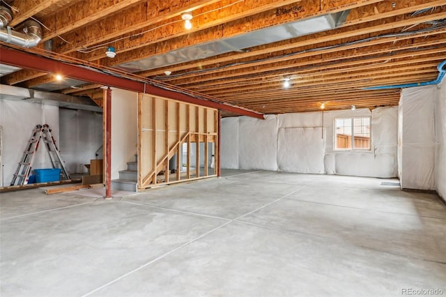 below grade area featuring stairway