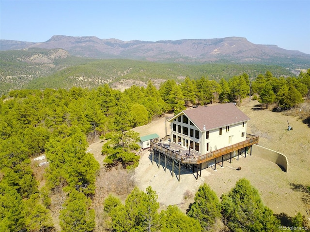 birds eye view of property featuring a mountain view