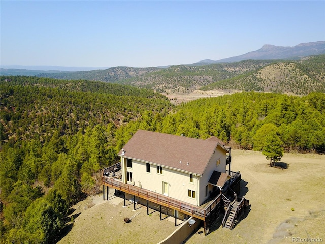 drone / aerial view with a mountain view