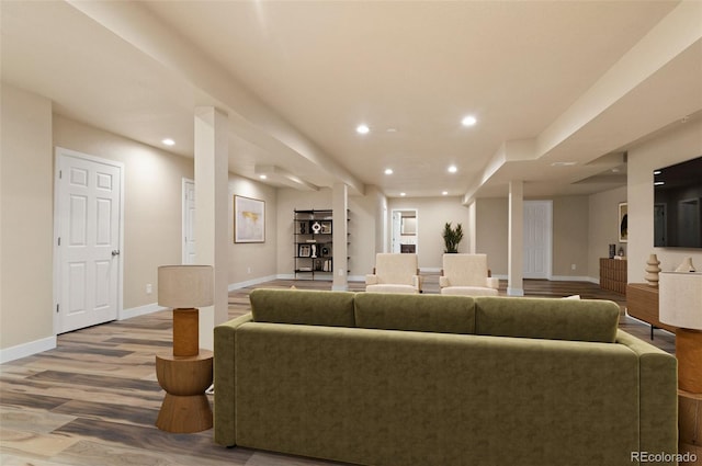 12940 Jasmine St Unit A, Thornton, CO 80602 - living area featuring wood finished floors and recessed lighting
