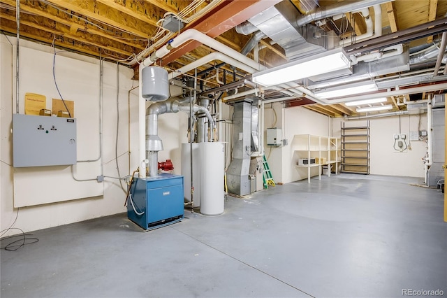 unfinished below grade area with water heater