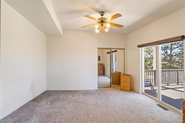 249 Valle Escondido Dr, Durango, CO 81303 - unfurnished room featuring a ceiling fan, carpet flooring, and visible vents