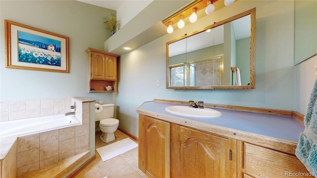 2545 N State Highway 67, Sedalia, CO 80135 - bathroom with vanity, a bath, toilet, and tile patterned flooring