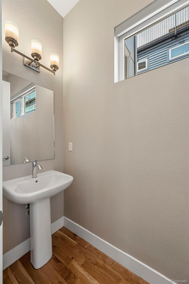 bathroom featuring hardwood / wood-style flooring