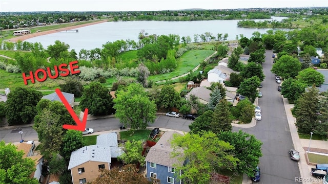 4677 S Salida St, Aurora, CO 80015 - aerial perspective of suburban area featuring a nearby body of water