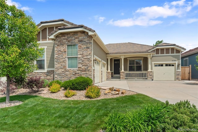 10182 Bristleridge St, Parker, CO 80134 - craftsman house with stone siding and a garage