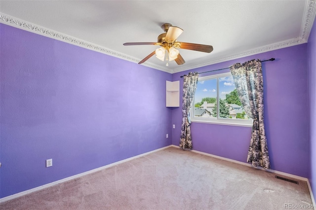 6510 Packsaddle Ct, Colorado Springs, CO 80922 - carpeted empty room featuring ceiling fan and ornamental molding