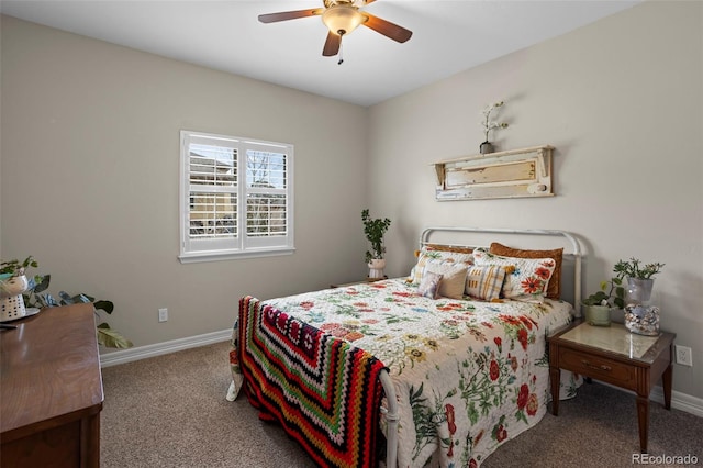 13833 Rivercrest Cir, Colorado Springs, CO 80921 - bedroom featuring carpet, baseboards, and ceiling fan