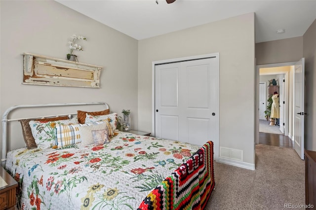 13833 Rivercrest Cir, Colorado Springs, CO 80921 - carpeted bedroom featuring a closet, a ceiling fan, and baseboards