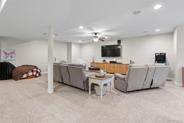 13833 Rivercrest Cir, Colorado Springs, CO 80921 - carpeted living room featuring recessed lighting and baseboards