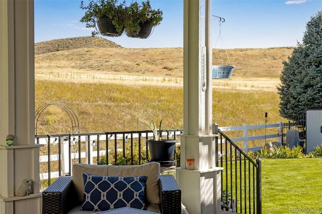 balcony with a mountain view