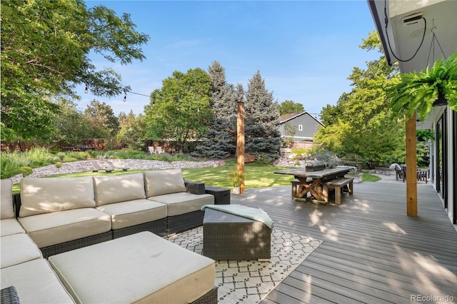 3235 E Easter Pl, Centennial, CO 80122 - wooden deck with outdoor dining space and an outdoor hangout area