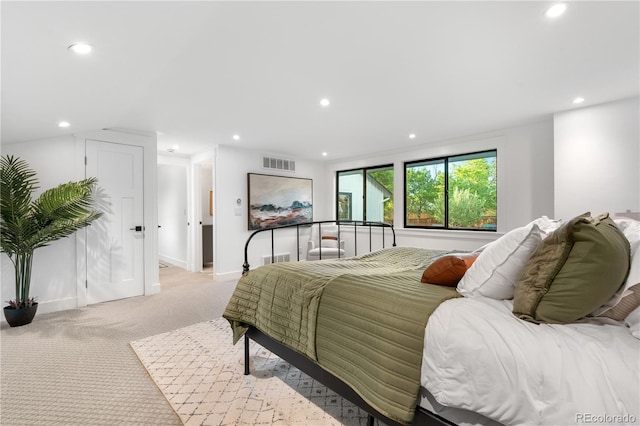 3235 E Easter Pl, Centennial, CO 80122 - bedroom with recessed lighting, light colored carpet, and baseboards