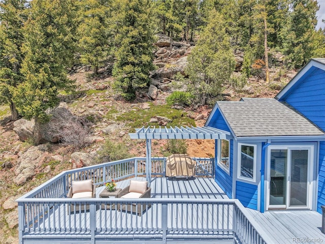 33633 Elk Run, Evergreen, CO 80439 - wooden terrace featuring a pergola