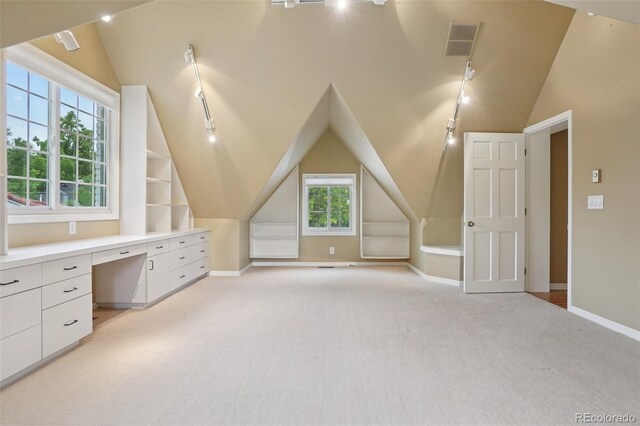 5530 E 6th Avenue Parkway, Denver, CO 80220 - bonus room featuring vaulted ceiling, light carpet, and baseboards
