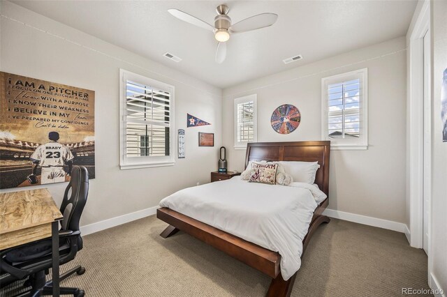 10401 Maplebrook Way, Highlands Ranch, CO 80126 - bedroom with carpet flooring, an office area, and ceiling fan