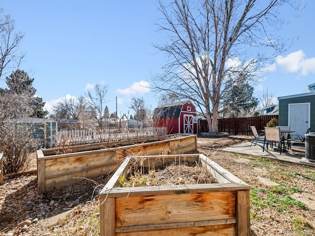 view of yard featuring a patio area and a storage shed