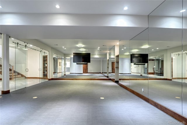 garage featuring recessed lighting
