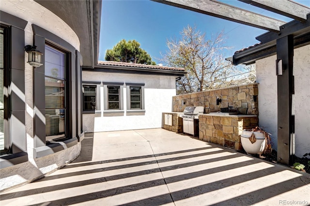 view of patio / terrace featuring exterior kitchen and area for grilling