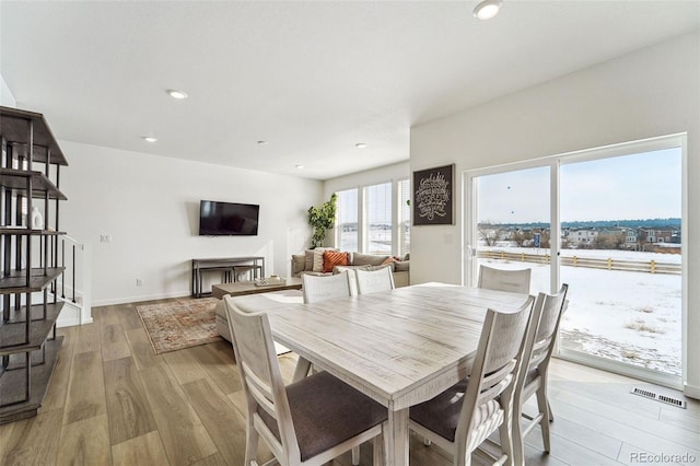 dining area featuring light hardwood / wood-style flooring