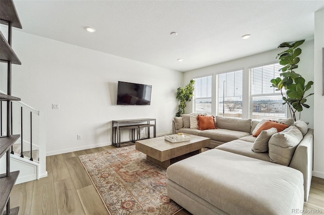 living room featuring light hardwood / wood-style floors