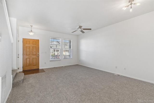 10578 Country Park Pt, Fountain, CO 80817 - unfurnished living room featuring carpet, ceiling fan, and baseboards