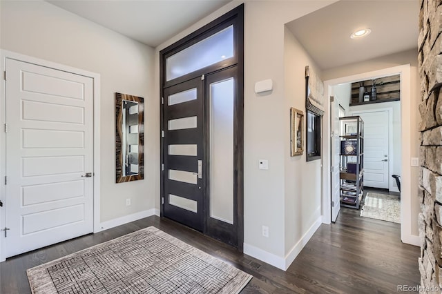 entrance foyer featuring dark wood-type flooring