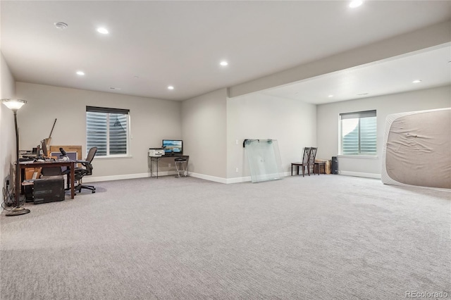 office space with carpet flooring