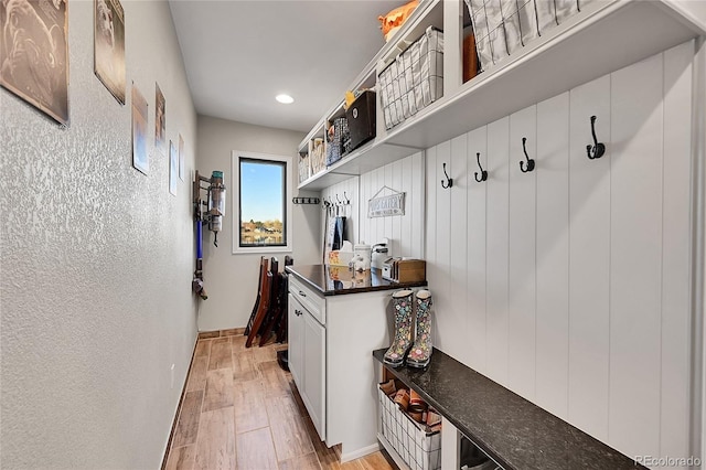 mudroom featuring light hardwood / wood-style flooring